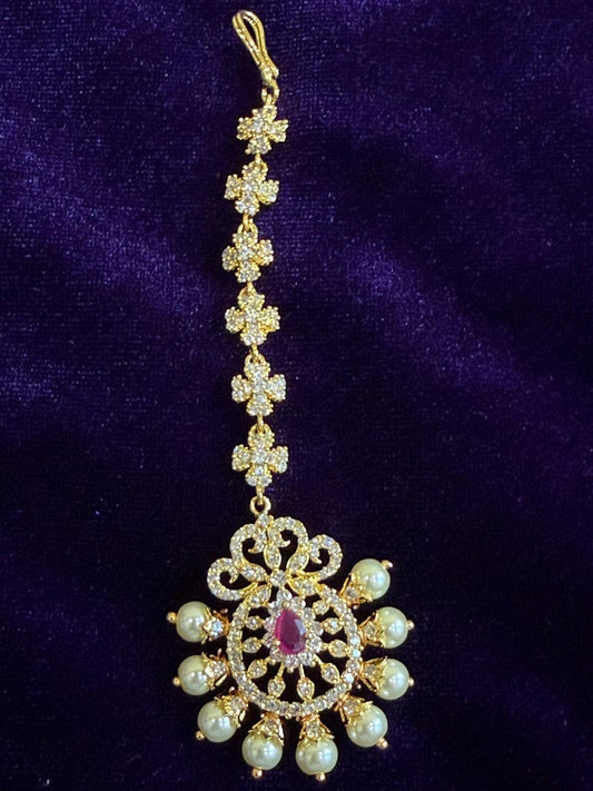 Diamond Maang tikka Bridal Jewelry Costume silver jewelry Alloy based Jewelry  - SHABURIS Fashion Jewelry