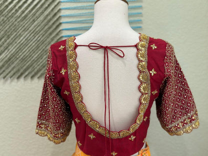 Maggam work Blouse for Saree – Red Blouse- Artisan Silk Blouse – Festive & Wedding Ethnic Wear