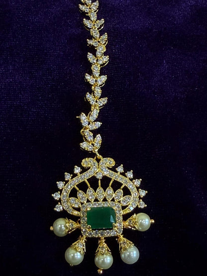 Diamond Maang tikka Bridal Jewelry Costume silver jewelry Alloy based Jewelry  - SHABURIS Fashion Jewelry