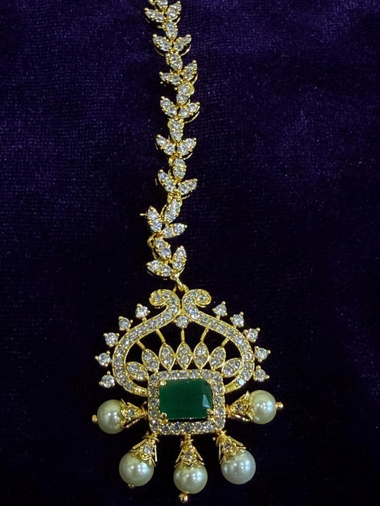 Diamond Maang tikka Bridal Jewelry Costume silver jewelry Alloy based Jewelry  - SHABURIS Fashion Jewelry