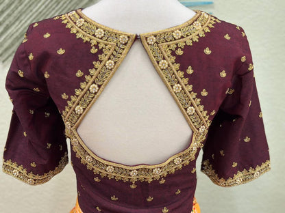 Maggam work Blouse for Saree –Maroon Blouse - Artisan Silk Blouse – Festive & Wedding Ethnic Wear