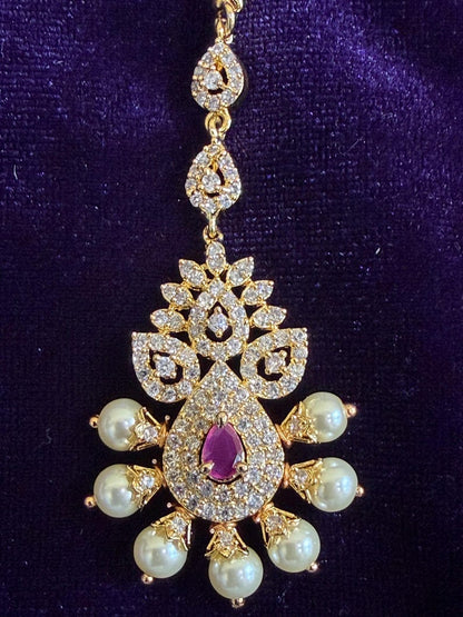 Diamond Maang tikka Bridal Jewelry Costume silver jewelry Alloy based Jewelry  - SHABURIS Fashion Jewelry