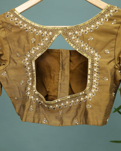 Maggam work Blouse for Saree – Beige Blouse Artisan Silk Blouse – Festive & Wedding Ethnic Wear