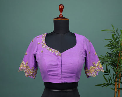 Maggam work Blouse for Saree – purple Blouse Artisan Silk Blouse – Festive & Wedding Ethnic Wear