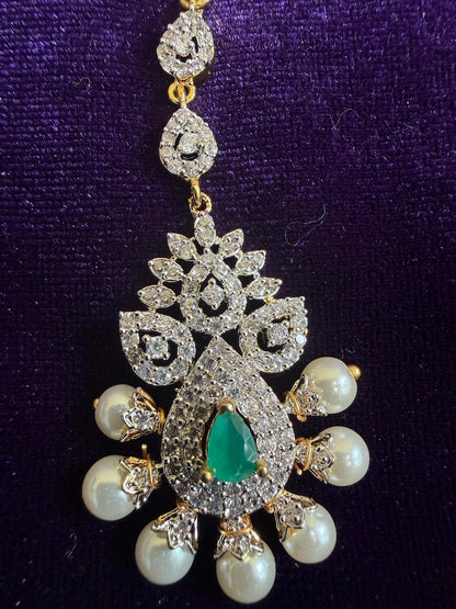 Diamond Maang tikka Bridal Jewelry Costume silver jewelry Alloy based Jewelry  - SHABURIS Fashion Jewelry
