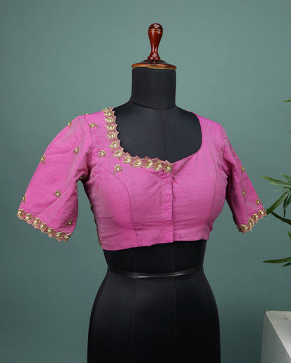 Maggam work Blouse for Saree – Pink Blouse Artisan Silk Blouse – Festive & Wedding Ethnic Wear