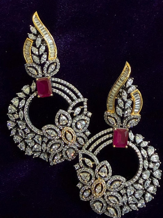 Diamond Earrings Bridal Jewelry Costume silver jewelry Alloy based Jewelry  - SHABURIS Fashion Jewelry