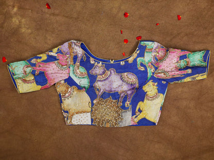 Hand Painted Pen Kalamkari Blouse for Saree – Artisan Kalamkari Silk Blouse – Festive & Wedding Ethnic Wear