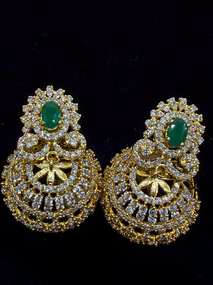 Diamond Earrings Bridal Jewelry Costume silver jewelry Alloy based Jewelry  - SHABURIS Fashion Jewelry