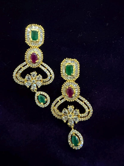 Diamond Earrings Bridal Jewelry Costume silver jewelry Alloy based Jewelry  - SHABURIS Fashion Jewelry