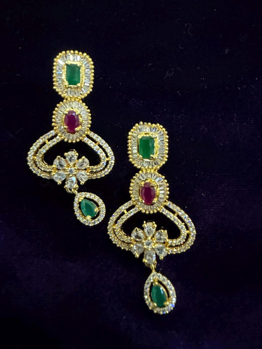 Diamond Earrings Bridal Jewelry Costume silver jewelry Alloy based Jewelry  - SHABURIS Fashion Jewelry