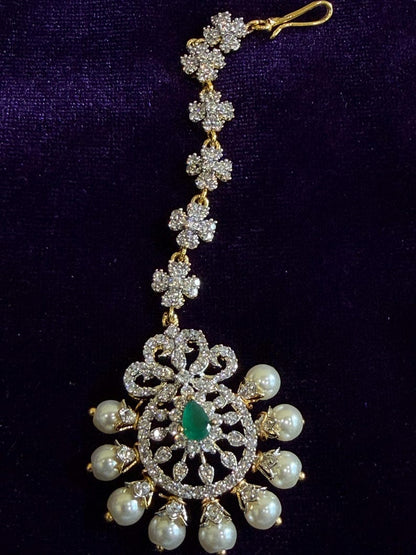 Diamond Maang tikka Bridal Jewelry Costume silver jewelry Alloy based Jewelry  - SHABURIS Fashion Jewelry
