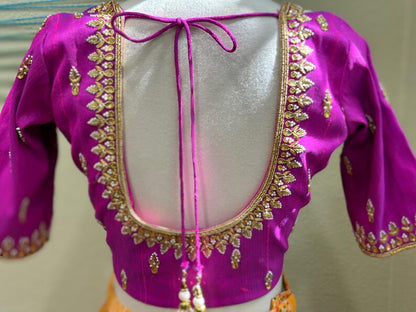 Maggam work Blouse for Saree –  Pink Blouse- Artisan Silk Blouse – Festive & Wedding Ethnic Wear