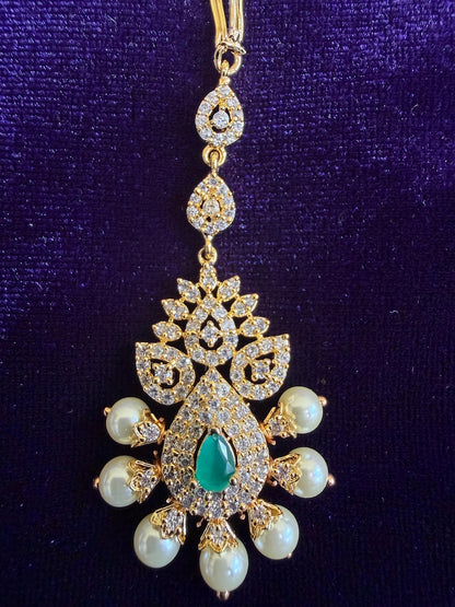 Diamond Maang tikka Bridal Jewelry Costume silver jewelry Alloy based Jewelry  - SHABURIS Fashion Jewelry