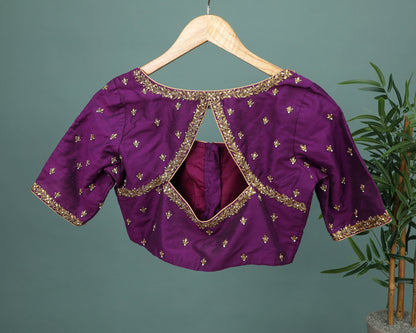 Maggam work Blouse for Saree –  Purple Blouse Artisan Silk Blouse – Festive & Wedding Ethnic Wear