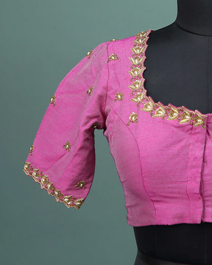 Maggam work Blouse for Saree – Pink Blouse Artisan Silk Blouse – Festive & Wedding Ethnic Wear