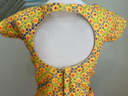 Kutch work Blouse for            Saree - yellow Blouse - Artisan Silk Blouse – Festive & Wedding Ethnic Wear