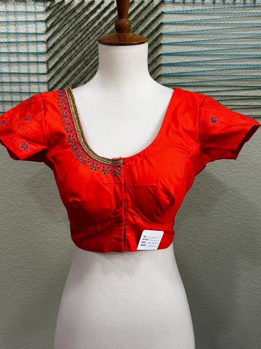 Maggam work Blouse for Saree – Red Blouse- Artisan Silk Blouse – Festive & Wedding Ethnic Wear