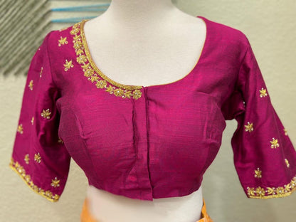 Maggam work Blouse for Saree – Magenta Pink blouse- Artisan Silk Blouse – Festive & Wedding Ethnic Wear
