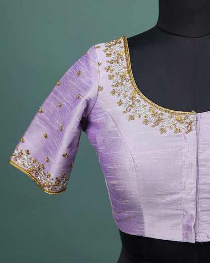 Maggam work Blouse for Saree – Lavender Blouse Artisan Silk Blouse – Festive & Wedding Ethnic Wear