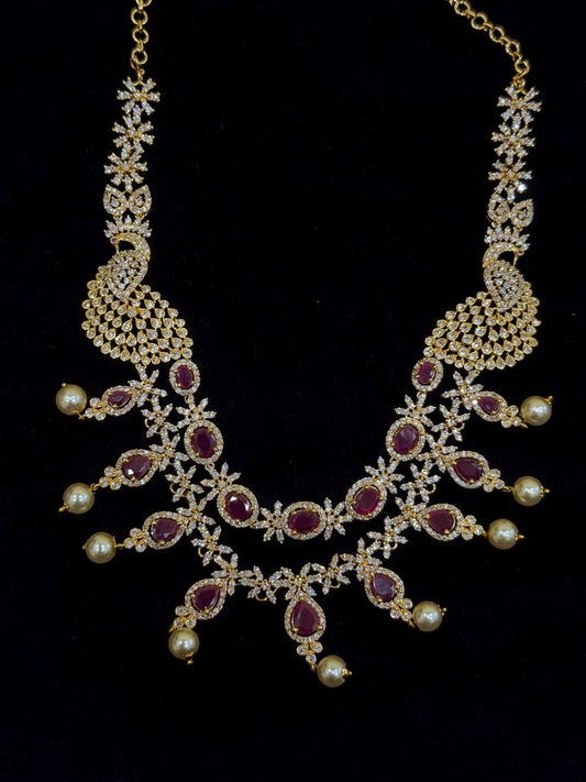 Diamond Necklace Bridal necklace Costume silver jewelry Alloy based Jewelry  - SHABURIS Fashion Jewelry