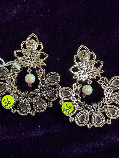 Diamond Earrings Bridal Jewelry Costume silver jewelry Alloy based Jewelry  - SHABURIS Fashion Jewelry