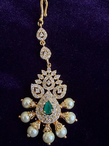 Diamond Maang tikka Bridal Jewelry Costume silver jewelry Alloy based Jewelry  - SHABURIS Fashion Jewelry