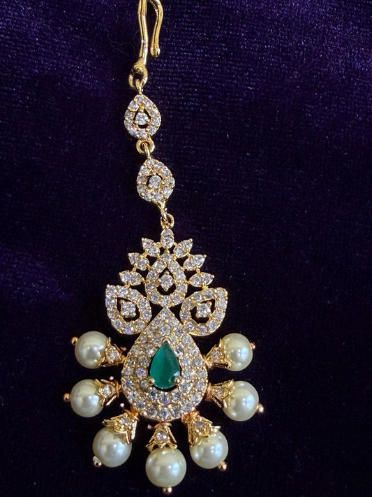 Diamond Maang tikka Bridal Jewelry Costume silver jewelry Alloy based Jewelry  - SHABURIS Fashion Jewelry