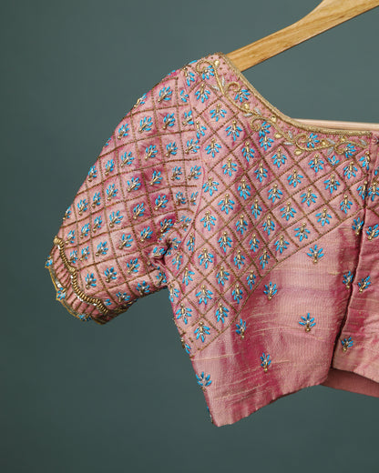 Maggam work Blouse for Saree –  Pink Blouse- Artisan Silk Blouse – Festive & Wedding Ethnic Wear