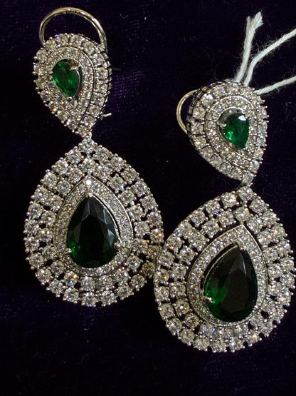 Diamond Earrings Bridal Jewelry Costume silver jewelry Alloy based Jewelry  - SHABURIS Fashion Jewelry
