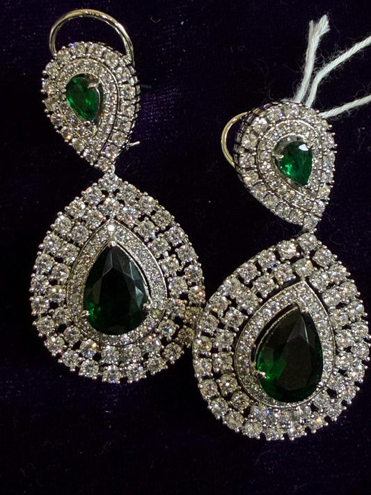 Diamond Earrings Bridal Jewelry Costume silver jewelry Alloy based Jewelry  - SHABURIS Fashion Jewelry