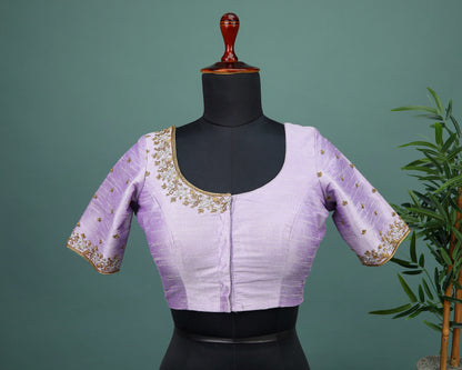 Maggam work Blouse for Saree – Lavender Blouse Artisan Silk Blouse – Festive & Wedding Ethnic Wear