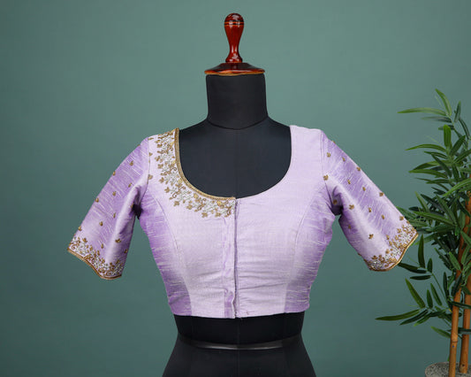 Maggam work Blouse for Saree – Lavender Blouse Artisan Silk Blouse – Festive & Wedding Ethnic Wear