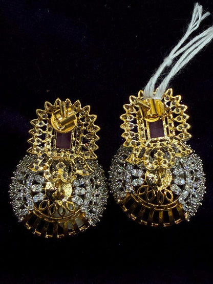 Diamond Earrings Bridal Jewelry Costume silver jewelry Alloy based Jewelry  - SHABURIS Fashion Jewelry