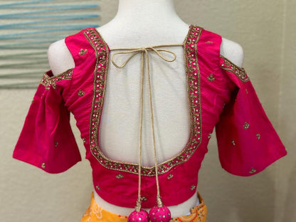 Maggam work Blouse for Saree – Pink Blouse- Artisan Silk Blouse – Festive & Wedding Ethnic Wear