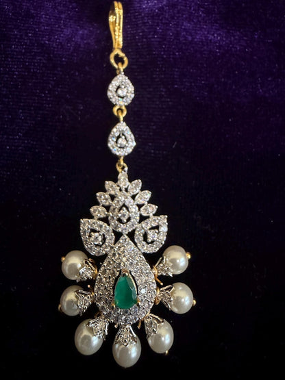 Diamond Maang tikka Bridal Jewelry Costume silver jewelry Alloy based Jewelry  - SHABURIS Fashion Jewelry