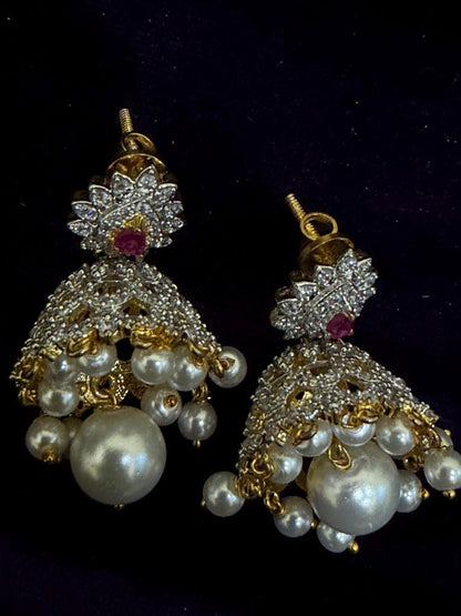 Diamond Earrings Bridal Jewelry Costume silver jewelry Alloy based Jewelry  - SHABURIS Fashion Jewelry