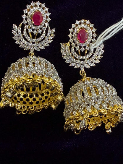 Diamond Earrings Bridal Jewelry Costume silver jewelry Alloy based Jewelry  - SHABURIS Fashion Jewelry