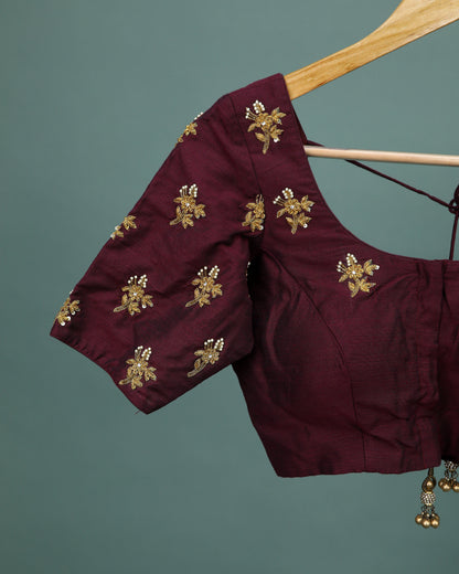Maggam work Blouse for Saree – Maroon Blouse Artisan Silk Blouse – Festive & Wedding Ethnic Wear