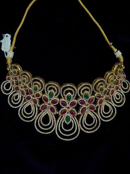 Diamond Necklace Bridal necklace Costume silver jewelry Alloy based Jewelry  - SHABURIS Fashion Jewelry