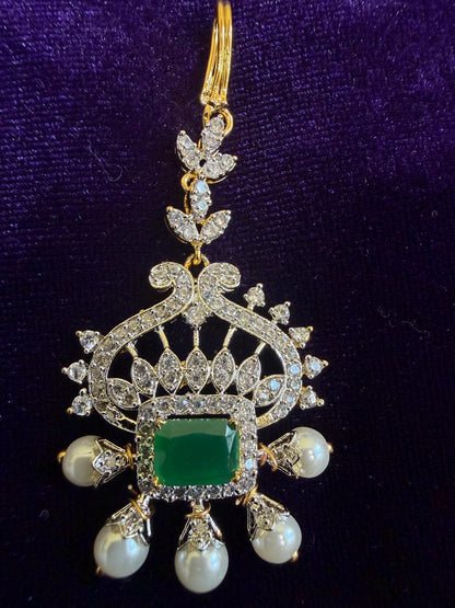 Diamond Maang tikka Bridal Jewelry Costume silver jewelry Alloy based Jewelry  - SHABURIS Fashion Jewelry
