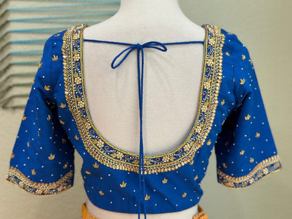 Maggam work Blouse for Saree –  Blue Blouse- Artisan Silk Blouse – Festive & Wedding Ethnic Wear