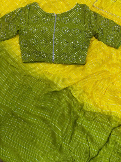 Chikankari saree shibori saree multi colour saree haldi saree Mehendi saree grab party saree with blouse