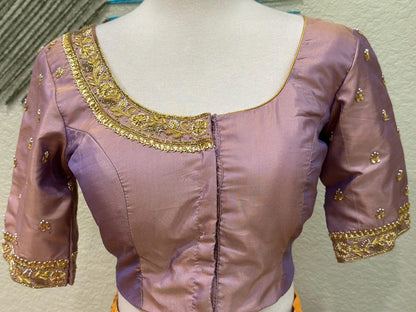 Maggam work Blouse for Saree –  Pink Blouse - Artisan Silk Blouse – Festive & Wedding Ethnic Wear