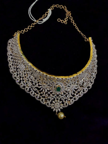 Diamond Necklace Bridal necklace Costume silver jewelry Alloy based Jewelry  - SHABURIS Fashion Jewelry