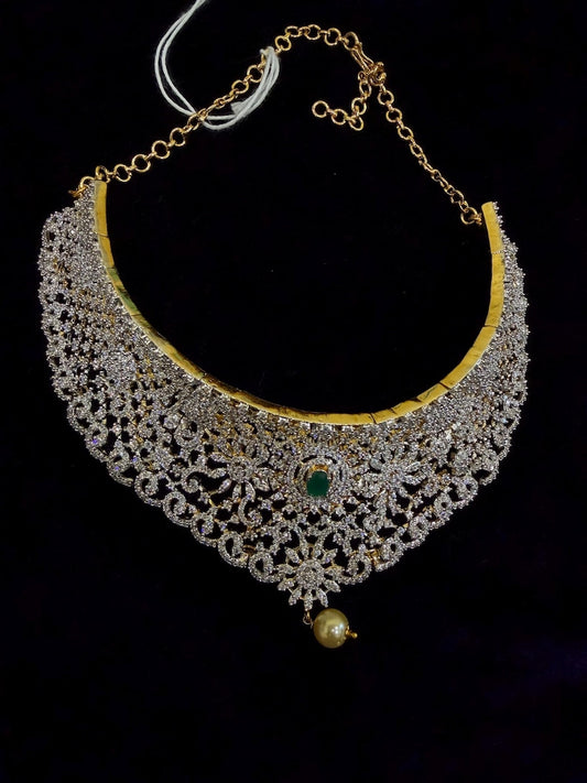 Diamond Necklace Bridal necklace Costume silver jewelry Alloy based Jewelry  - SHABURIS Fashion Jewelry
