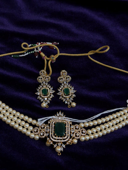 Diamond Necklace Bridal necklace Costume silver jewelry Alloy based Jewelry  - SHABURIS Fashion Jewelry