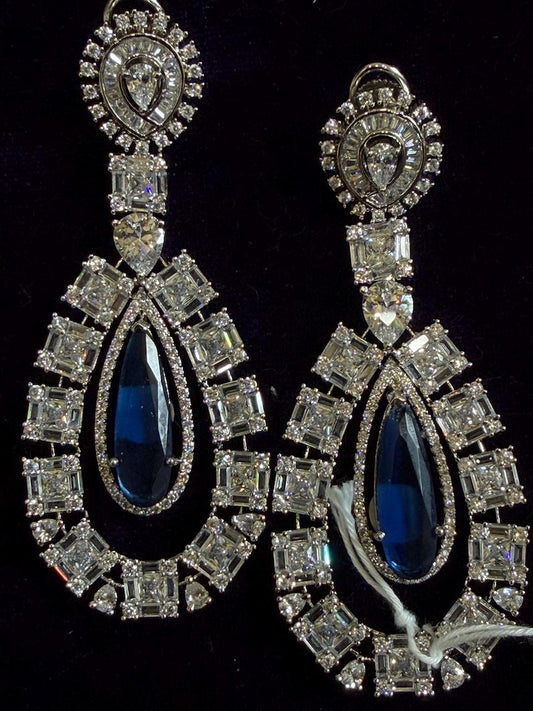 Diamond Earrings Bridal Jewelry Costume silver jewelry Alloy based Jewelry  - SHABURIS Fashion Jewelry