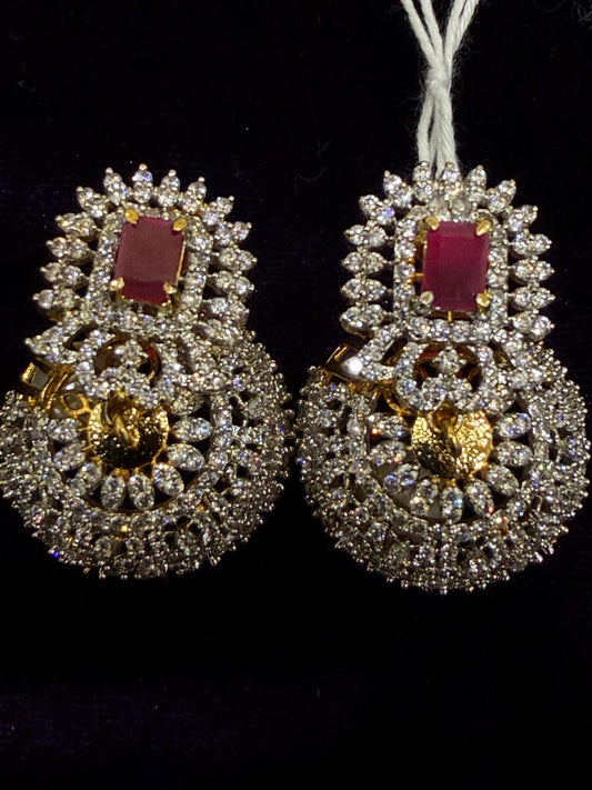 Diamond Earrings Bridal Jewelry Costume silver jewelry Alloy based Jewelry  - SHABURIS Fashion Jewelry
