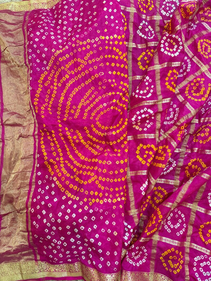 Bandhini saree shibori saree multi colour saree haldi saree Mehendi saree grab party saree with blouse